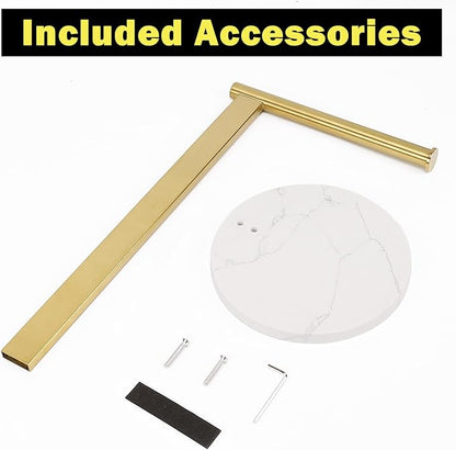 Stainless Steel L-Shaped Hand Towel Holder, SUS304 Bathroom Towel Rack with Thickened Base for Countertop Vanity (Gold)