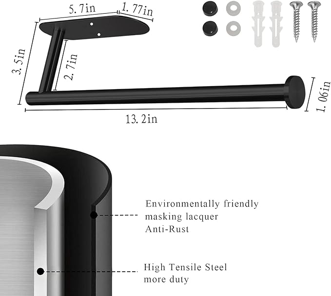 Paper Towel Holders-White,Paper Towels Rolls - for Kitchen Self-Adhesive Under Cabinet Wall Mount Countertop,Both Available in Adhesive and Screws