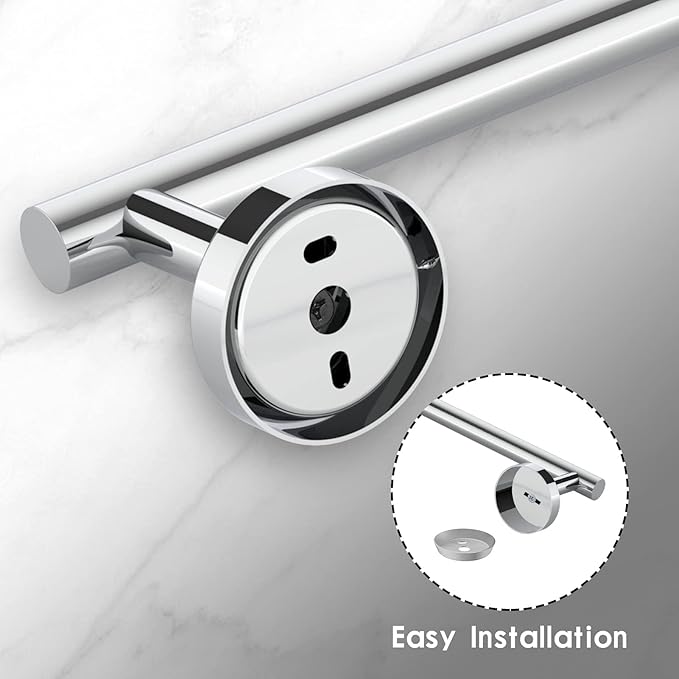 Newfun 10-Pieces 24 Inch Polished Chrome Bathroom Hardware Set, Includes 24 Inch Towel Racks for Bathroom Wall Mounted, Toilet Paper Holder, Towel Hooks for Bathrooms, Towel Rings for Bathroom Wall