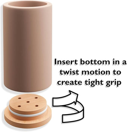 Matani Diatomite & Bamboo Toothbrush Holder - Quick-Drying, Water-Absorbent Stand with Removable Base & Drain Holes for Bathroom Countertop (Beige)