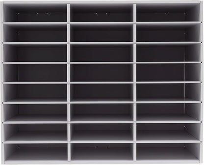 24 Slots Mail Sorters for Office, Desktop Literature Organizer with Removable Shelves, PVC Mail Center Paper Storage Cabinet for Files Magazines Documents, 9 * 2.6in Each Slot (24 Slots - White)