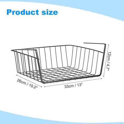 PATIKIL Under Shelf Basket, 6 Pack Small Sliding Under Cabinet Shelf Hanging Metal Storage Rack Organizer Space Saving for Kitchen Pantry Bookshelf 13"L x 10.2"W x 4.7"H, Black