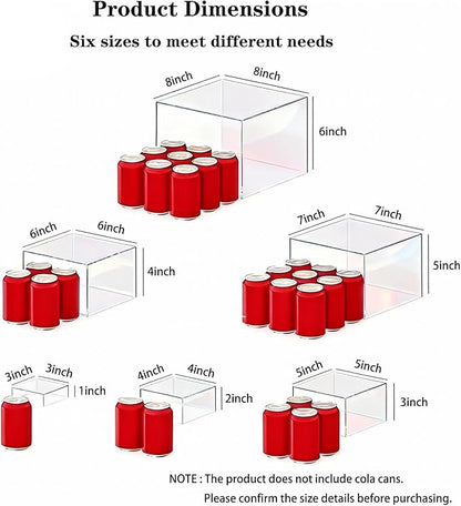 6 Pcs Buffet Risers and Stands, Food Risers Display Stands for Buffet Table, Acrylic Risers Display Stands for Catering Dessert, Party, Collectibles, Clear Cube Boxes Display with Hollow Bottoms (8" 7" 6" 5" 4" 3") (Clear)