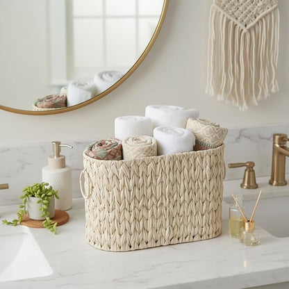 Toilet Paper Basket,Boho Decorative Toilet Paper Storage,Large Wicker Basket for Bathroom Storage,Free Standing