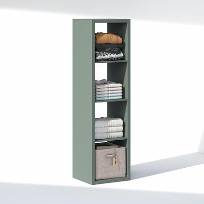 Furinno Cubic Closet Organizers and Storage, 4-Cube Closet Organizer, Vertical Open Shelf Closet Storage, Extra Thick Frame for Wardrobe, Bedroom, Living Room, Sage Green