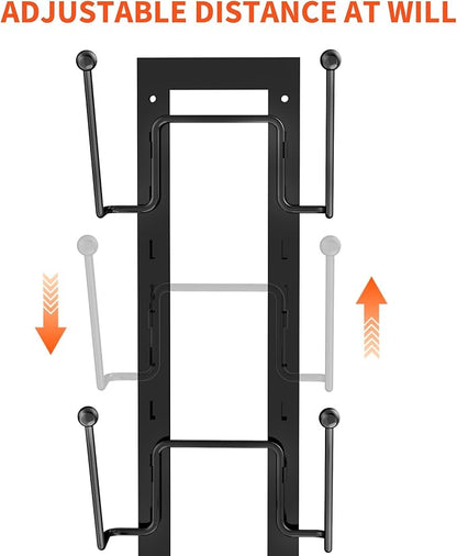 8 Layers of Adjustable Pot Lid Organizer Rack for Cabinet Door/Wall，2Pack Lid Organizer Pots and Pans Holder for Kitchen Storage with No Drilling Adhesive 5.7 W“(Black)