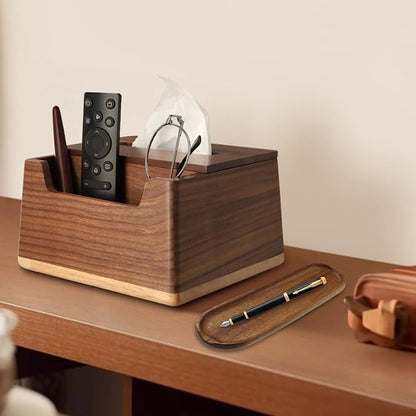 Wooden Tray Brown Pen Tray, Wood Desk Accessories, Minimalist Pen Rest Suitable for School, Home, Office Desk Art Accessories (9.8 * 2.8in)