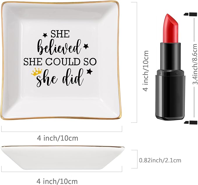 COZITED Congratulations Gifts for Women - She Believed She Could So She Did Trinket Jewelry Dish, High School College Graduation Gifts for Her New Job Gifts Inspirational Spiritual Motivational Gift