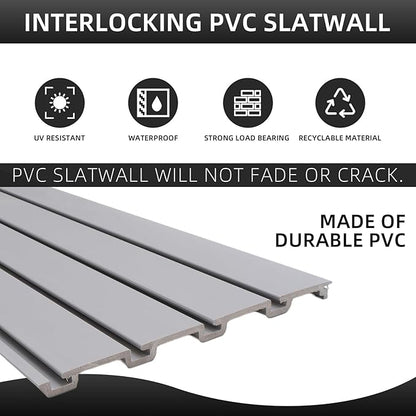 Slat Wall Paneling with 28 Garage Hooks Heavy Duty PVC Wall Panel Grey Slatwall Panel with Locking Slatwall Hook Slatwall with Bike Hooks Power Tool Organizer
