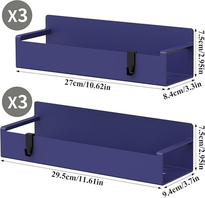 6 Pack Magnetic Spice Rack Organizer for Refrigerator and Oven, Dark Blue Fridge Organizers and Storage for Kitchen