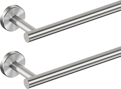 FORIOUS Towel Racks for Bathroom Wall Mounted, Stainless Steel Bathroom Towel Rack 24 Inch, Includes Wall Mounting Hardware (Brushed Nickel, Total Length 26-Inch), 2 Pack