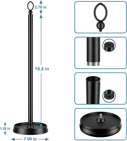 Heavy Weighted Toilet Paper Holder (with Reserve Function) Free Standing, Spare Toilet Paper Roll Storage Stand for Bathroom Total Height 22.5" ，Matte Black