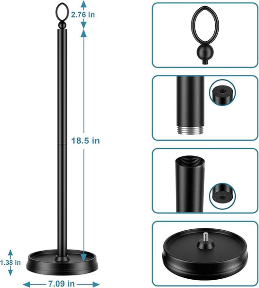 Heavy Weighted Toilet Paper Holder (with Reserve Function) Free Standing, Spare Toilet Paper Roll Storage Stand for Bathroom Total Height 22.5" ，Matte Black