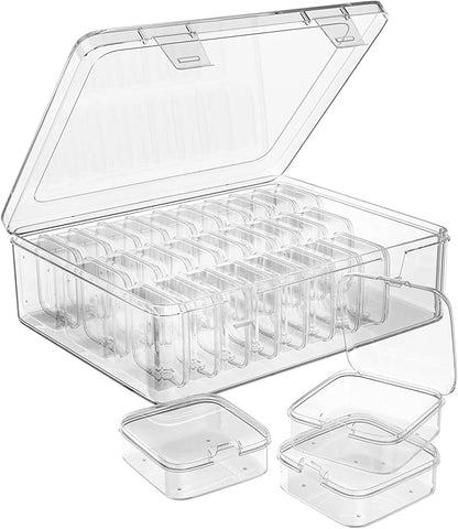 Bead Organizer Box, 30pcs Small Clear Plastic Storage Containers, Craft Storage Box Features Hinged Lid and Labels, Mini Boxes for Bracelets, Jewelry, Diamonds, Clay Beads, Screws, Seeds, Small Parts