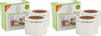L LIKED 240 Stickers Dissolvable Food Labels for Containers 1 1/2" x 2 1/2" Canning Labels for Jars (Roll of 120) (2 Rolls) (Pack of 2)