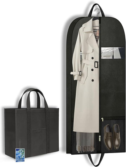 Travel Garment Suit Bag for Hanging Clothes 54", Suit bags for Closet Storage with Pockets Gusseted Garment bag for Men Suits Shirts Tuxedos Dresses Coats, Suit Cover Bags With Handles and Zipper