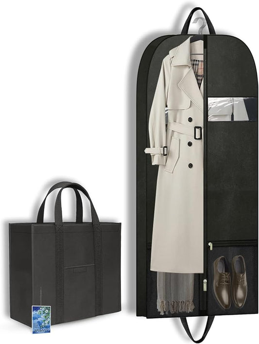 Travel Garment Suit Bag for Hanging Clothes 54", Suit bags for Closet Storage with Pockets Gusseted Garment bag for Men Suits Shirts Tuxedos Dresses Coats, Suit Cover Bags With Handles and Zipper