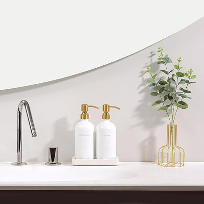 Prus Waso Gold Soap Dispenser Bathroom Set, Hand and Lotion Dispenser with Stainless Steel Pump, Perfect for Modern Bathroom Decor. (Gold)