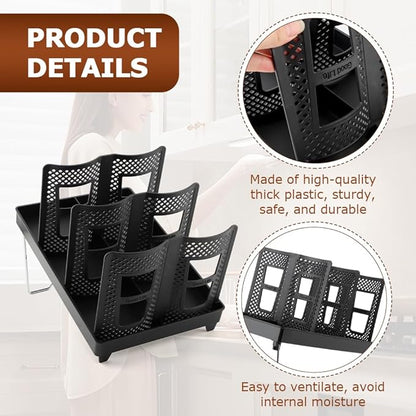 Paper Cup and Lid Holder, Coffee Cup Holder Organizer, 6-Slot Disposable Cups Dispenser with Stand for Coffee Stations, Kitchens, Bars, Restaurants, Lounges(Color:Black)