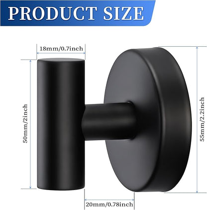warlve Suction Cup Hooks No Drill Stainless Steel Shower Hooks Towel Hook Robe Hook Heavy Duty on Smooth and Non-Porous Surfaces in Bathrooms Kitchen Bedroom (2, Matte Black)