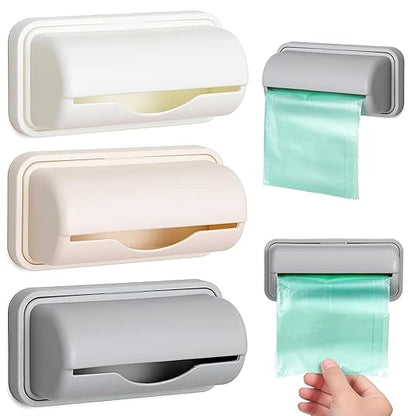 Trash Bag Dispenser Wall Mount, Small Garbage Bag Dispenser and Holder, Plastic Liner Organizer for Kitchen, Bathroom, Cabinet or Under Sink Storage – 3 Pack