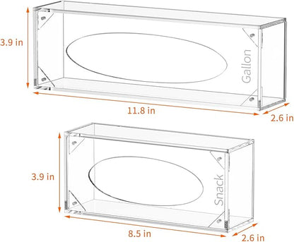 FEMELI Food Bag Storage Organizer, Acrylic Kitchen Drawer Baggie Box, Compatible with Gallon, Slider Quart, Freezer, Sandwich, Snack, Variety Size Bags, 4 separate Pack(Clear)