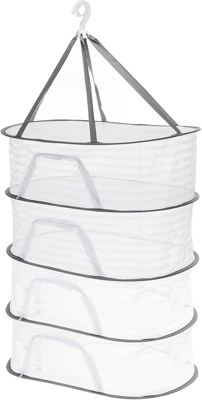 PATIKIL Folded Mesh Clothes Hanging Dryer, 4-Tier Sweater Drying Rack Folding Laundry Drying Rack for Indoor, Outdoor, Sweater, Clothing, 23.6" x 15.7" x 49.6"