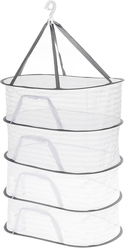 PATIKIL Folded Mesh Clothes Hanging Dryer, 4-Tier Sweater Drying Rack Folding Laundry Drying Rack for Indoor, Outdoor, Sweater, Clothing, 23.6" x 15.7" x 49.6"