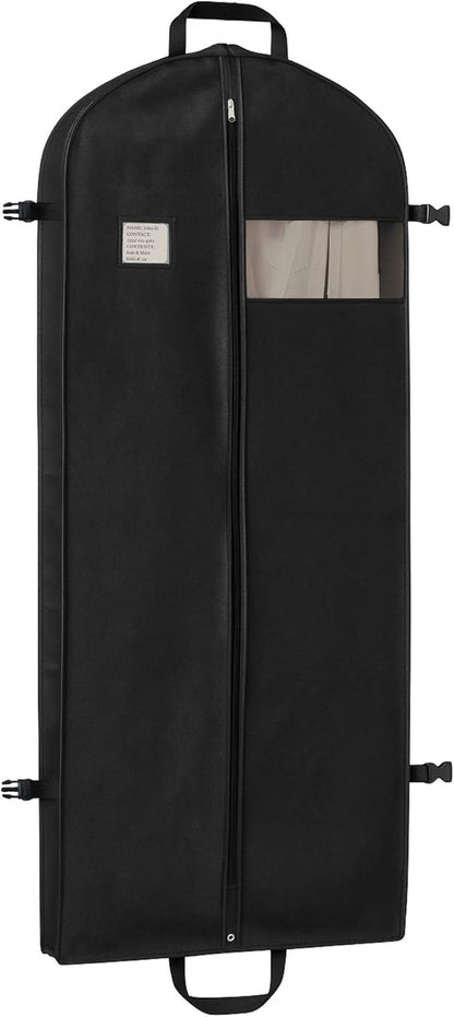Party Bargains Garment Bag 59-Inch – Non-Woven Hanging Clothes Storage Cover for Suits, Dresses & Coats, Zippered for Closet or Travel (Black)