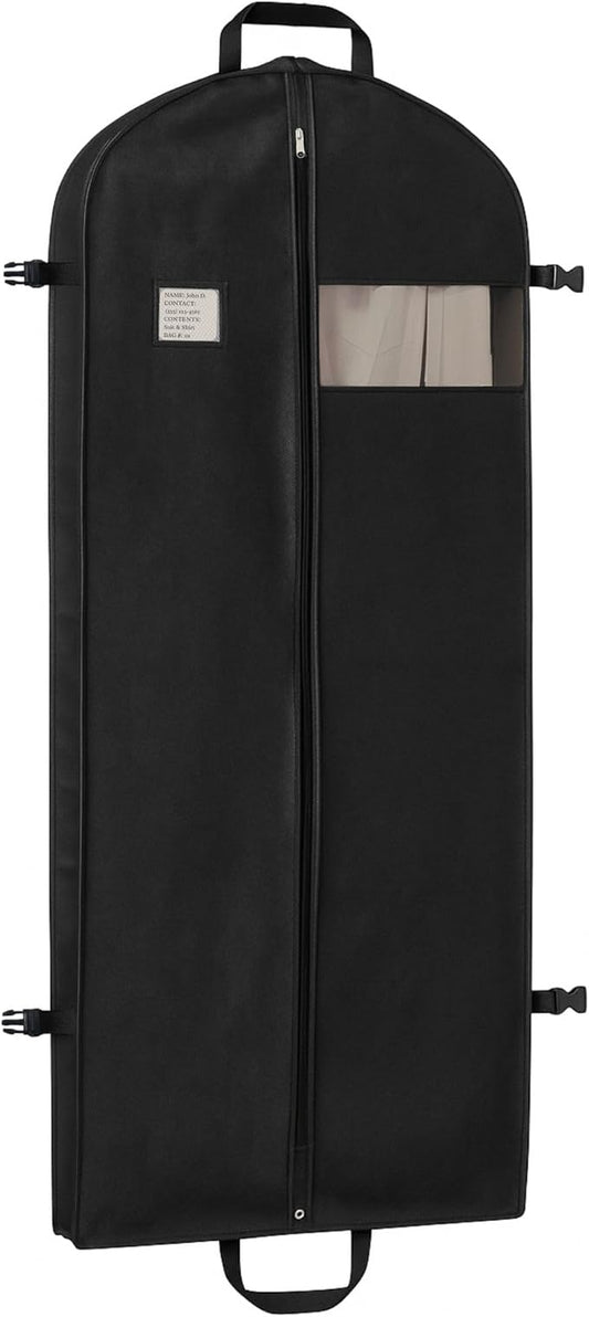 Party Bargains Garment Bag 59-Inch – Non-Woven Hanging Clothes Storage Cover for Suits, Dresses & Coats, Zippered for Closet or Travel (Black)