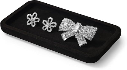Woodten Microfiber Jewelry Display Flat Tray for Rings Earrings Necklace Bracelet, Jewelry Photograph Display Catchall Organizer Tray Dish(S,Black)