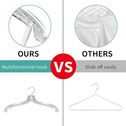 Perfecasa Crystal Clear Plastic Hangers - 20 Pack, Non-Slip, Heavy Duty, Open Notch Shirt & Dress Hangers with Diamond Crystal Cut Pattern