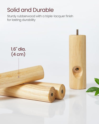 VASAGLE Solid Wood Coat Rack, Free Standing Tree-Shaped Coat Rack with 8 Hooks, 3 Height Options, for Clothes, Hats, Bags, Living Room, Bedroom, Home Office, Natural Beige URCR004N01