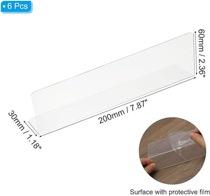 PATIKIL 6 Pack Shelf Dividers for Closet Organization, 7.9x1.18x2.4 Acrylic Closets Separator Kitchen Cabinet Shelves Under Bed Blocker for Bedroom Kitchen Office, Clear