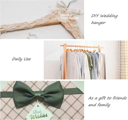 Amber Home 10 Pack Natural Wooden Shirt Hangers, Premiun Wood Coat Hangers Without bar, Clothes Hangers for Jacket, Bridal (Natural, 10)