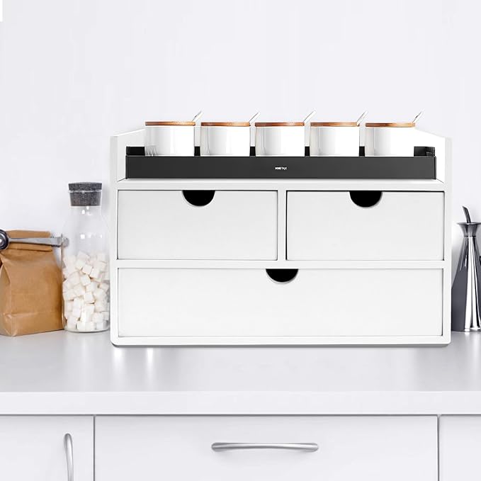 Desk Organizer with Drawers Countertop Drawer Organizer Drawers for Desk Top Home Office Workspace Bathroom Toiletries Supplies (White with shelf)
