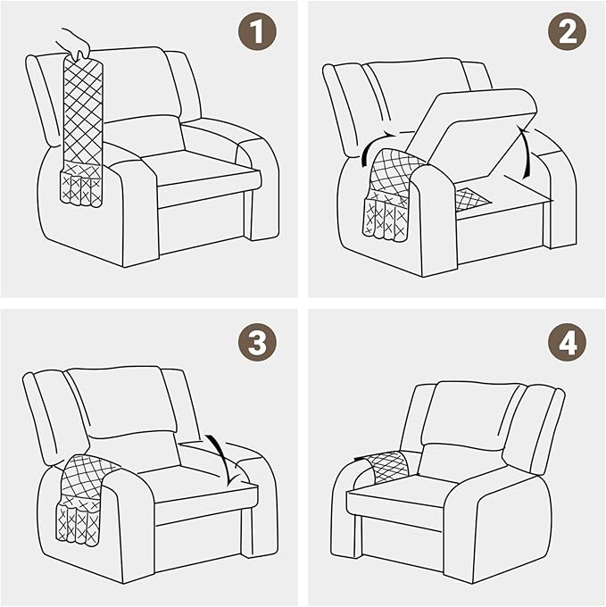 Meeall Armchair Caddy & Remote Control Holder for Couch & Recliner | Non-Slip Armrest Organizer with 6 Pockets for TV Remote, Phone, Tablet, Magazine & More, 19 x 35 Inches, Beige