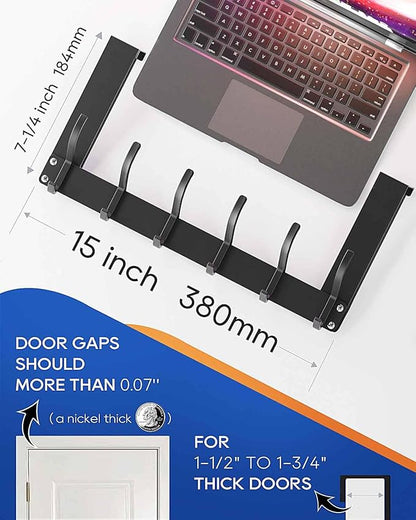 KEOAMG 2Pack Foldable Over The Door Hanger, No Assembly Required Door Hanger Hook, Sturdy Over The Door Coat Rack, Over The Door Hooks for Hanging Clothes, Towels, Hats, Matte Black