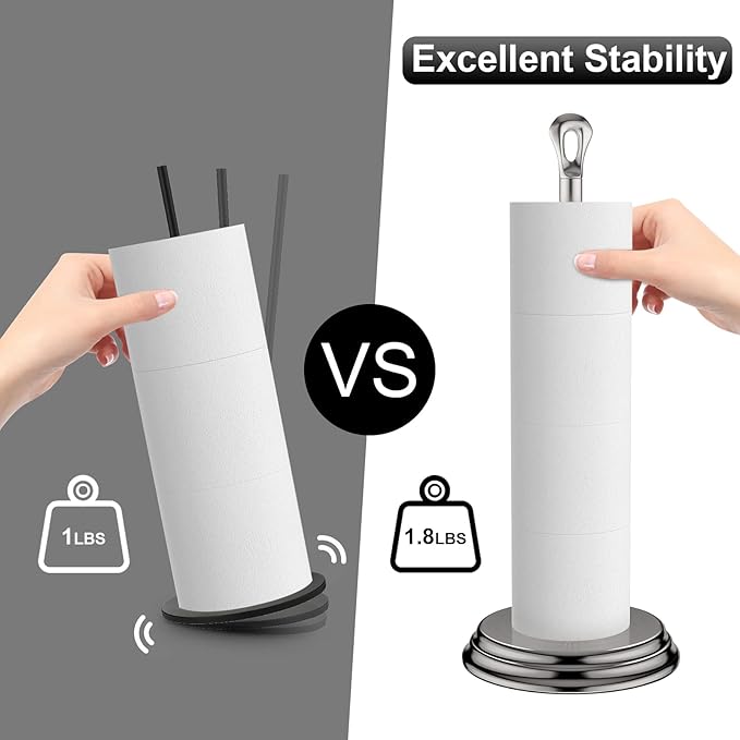 Toilet Paper Holder with Rustproof, Metal Free Standing Toilet Paper Stand Storage for Bathroom, Tissue Paper Roll Holder for Bathroom Accessories (Brushed Nickel)