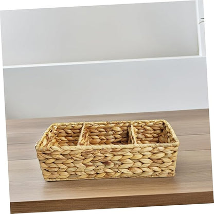 OUNONA Versatile Woven Storage Basket Desk Organizer Cutlery Organizer Basket Storage