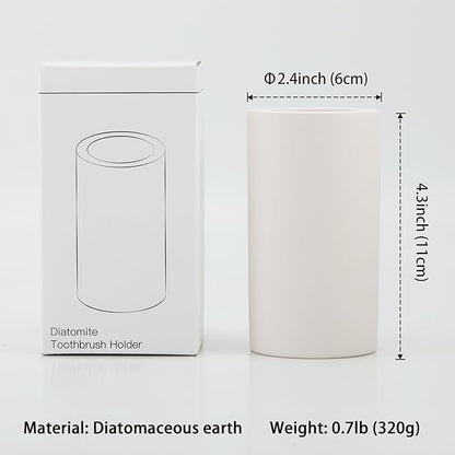 Coengwui Diatomite Toothbrush Holder for Bathroom Sink, Countertop Organizer, Quick Dry Stand Cup for Toothpaste, Razors, Makeup Brushes - Water-Absorbent & Quick-Drying (Beige, Height 4.3")