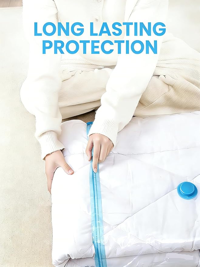 LICOZYVE Vacuum Storage Bags for Travel and Home,8 Pack Vacuum Seal Bags for Clothing,(with Hand Pump, Small 40 * 60)