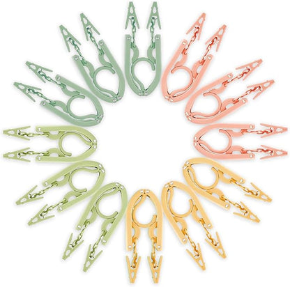 12-Piece Foldable Travel Hangers with Clips - Collapsible Coat Hanger for Pants, Socks, Underwear & Drying Rack