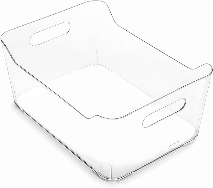 BINO | Plastic Storage Bins, Large - 12 Pack | THE SOHO COLLECTION | Multi-Use Organizer Bins | Built-in Handles | BPA-Free | Pantry Organization | Home Organization | Fridge Organizer | Freezer Org