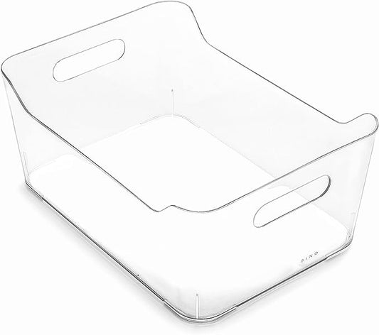 BINO | Plastic Storage Bins, Large - 12 Pack | THE SOHO COLLECTION | Multi-Use Organizer Bins | Built-in Handles | BPA-Free | Pantry Organization | Home Organization | Fridge Organizer | Freezer Org