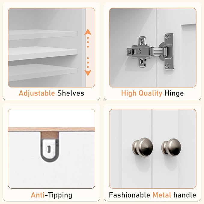 GORZING Over The Toilet Storage Cabinet, Behind Toilet Bathroom Organizer with Adjustable Shelves, Above Toilet Organizers with Barn Door, Space Saver for Restroom, Bathroom, Laundry