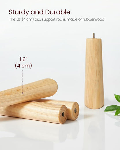 VASAGLE Solid Wood Coat Rack, Free Standing Tree-Shaped Coat Rack with 8 Hooks, 3 Height Options, for Clothes, Hats, Bags, Living Room, Bedroom, Home Office, Cloud White URCR01WT