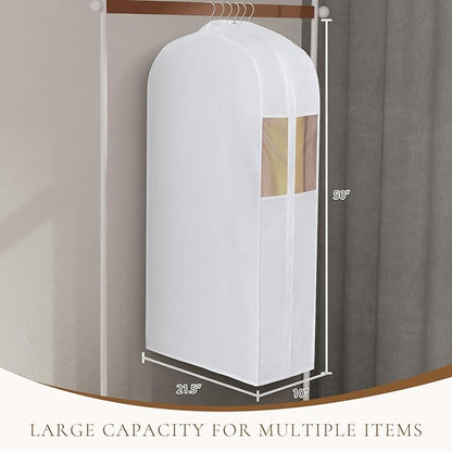 Univivi Premium Cotton Garment Bags for Hanging Clothes and Storage, 50 Inch Washable Suit Cover Bag with Extra Large 10" Gusset & Clear Window - Perfect for Suits, Coats, Jackets - 2 Pack