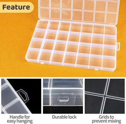 Eppingwin 28 Grids Bead Organizer, Craft Organizers and Storage, Acrylic Organizers, Plastic Bead Organizer Box for Crafts Organizing Storing (4 Pack)