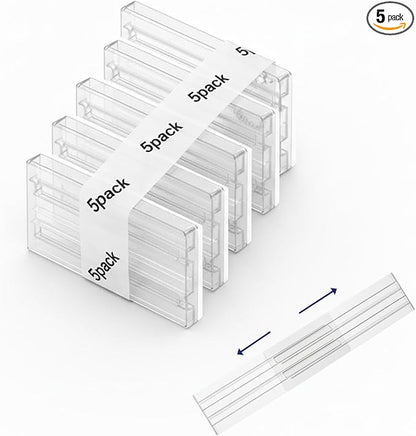 Clear Drawer Dividers with Adhesive Pads – Adjustable 3" High Plastic Organizers for Fridge, Bathroom, Dorm, RV, Clothes & Kitchen Drawers, Set of 5